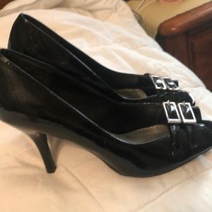 Classic black Cato open toe heels
